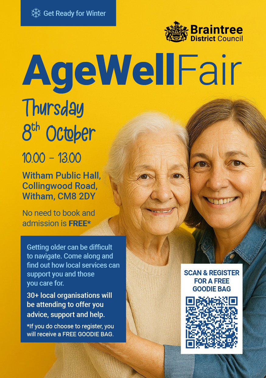 Yellow background with elderly lady and younger lady cosied up together showing support.