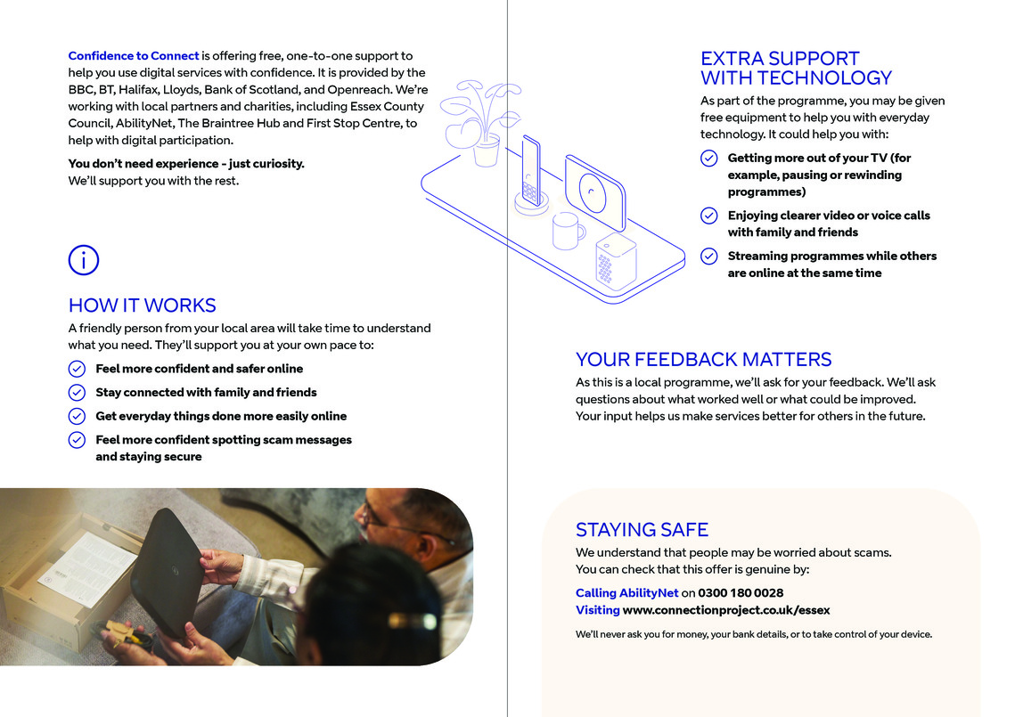 inside leaflet page to promote digital learning services at home