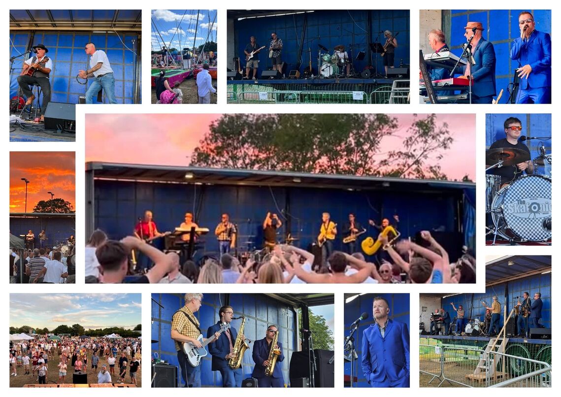 a mix of photos of the day of party in the park
