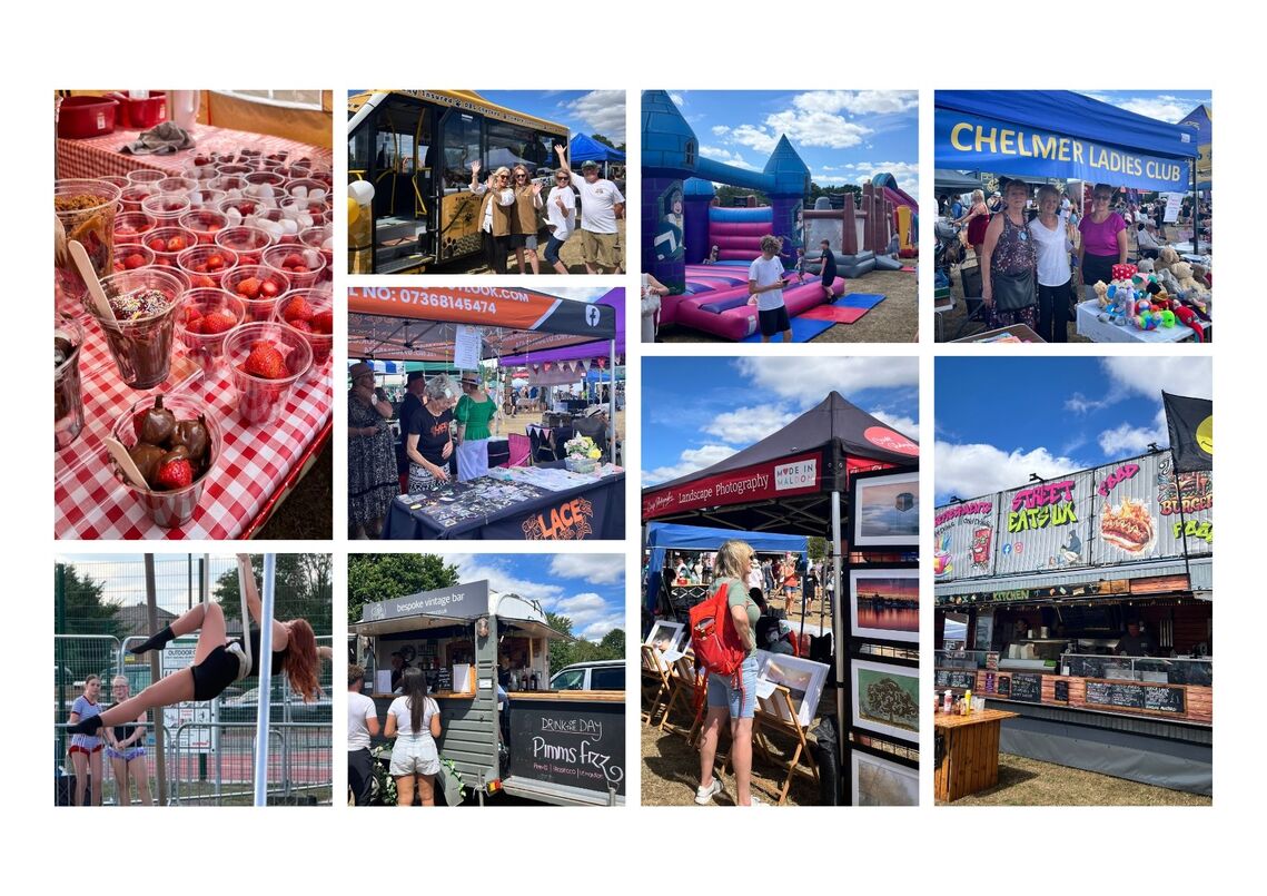 mixture of photos from the party in the park day