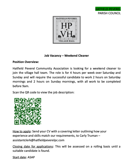 Weekend Cleaner Job Advert_Oct 25 visual